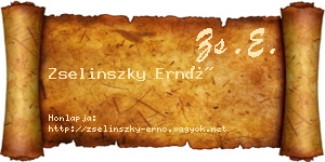 Zselinszky Ernő névjegykártya